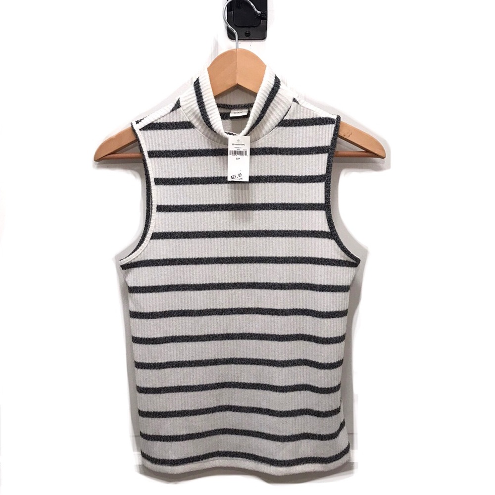 GAP sleeveless mock neck striped ribbed sweater, size SP, NWT - Picture 4 of 8